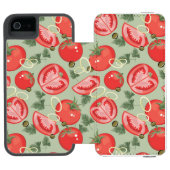 トマトが付いている抽象的なパターン INCIPIO iPhoneウォレットケース (フォリオ Open)