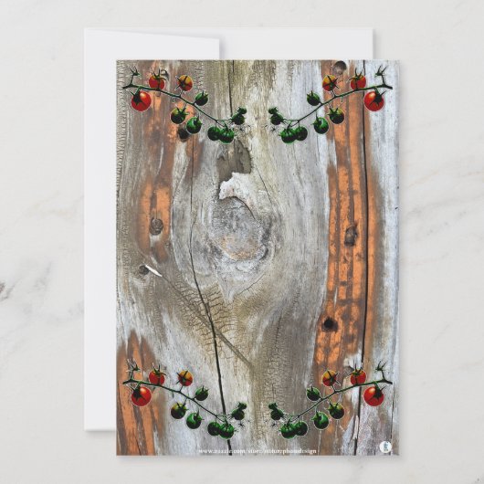 トマトつる植物フォト男の赤ちゃんシャワー招待状 招待状 (裏面)