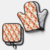 トマトとオレガノリーフ 鍋つかみ&鍋敷きセット (正面/裏面)