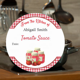 トマトとギンガムの缶詰ラベル ラウンドシール