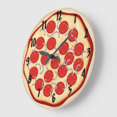 トマトと玉ねぎのピザ ラージ壁時計 (傾斜)