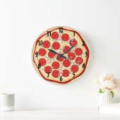 トマトと玉ねぎのピザ ラージ壁時計 (ホーム)