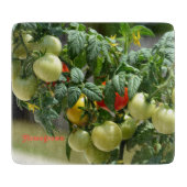 トマトと花の写真ガラス カッティングボード (正面)