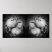 トマトのつる植物白黒抽象芸術 ポスター (正面)