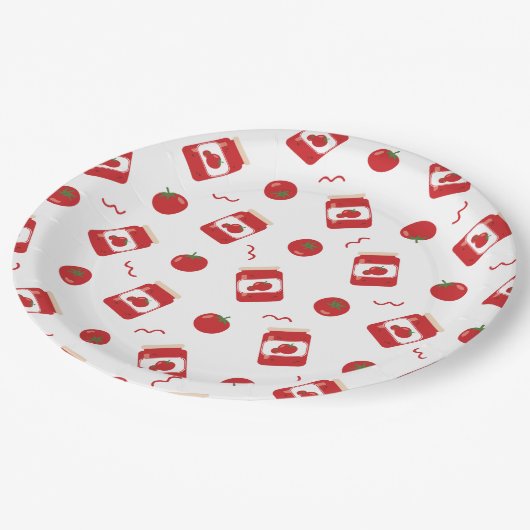 トマトのジャム模様 ペーパープレート (アングル)