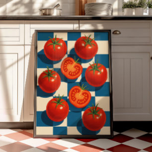 トマトのビンテージキッチン レトロな壁のアートプリント ポスター