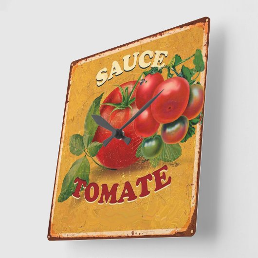 トマトの台所ジャム、CANNINGSのトマトソース スクエア壁時計 (傾斜)