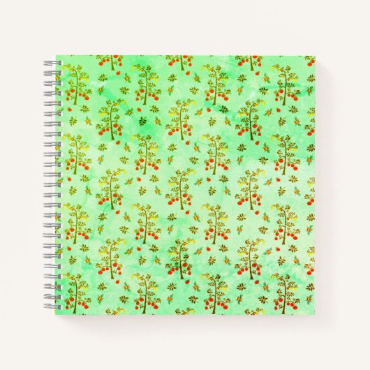 トマトの植物とミツバチ ノートブック (正面)