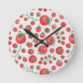 トマトの水の色地中海の ラウンド壁時計 (正面)