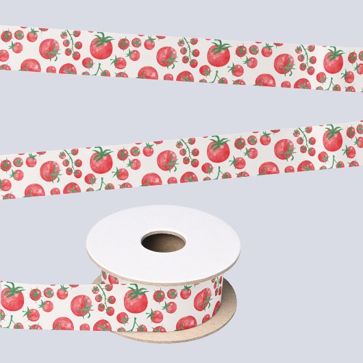 トマトの水彩画 サテンリボン