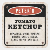 トマトの編集可能ケチャップとヴィンテージ錆びサイン スクエアシール (正面)