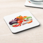 トマトアスパラガスビーツウォーターカラー野菜 コースター (左側)