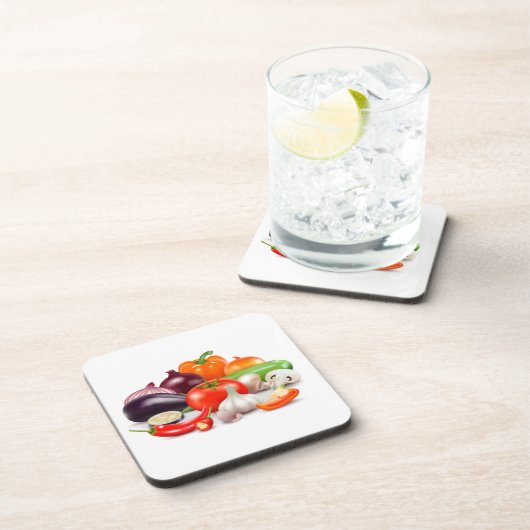 トマトアスパラガスビーツウォーターカラー野菜 コースター (右側)