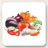 トマトアスパラガスビーツウォーターカラー野菜 コースター (正面)