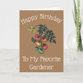 トマトイラストレーションおもしろいガーデニング引用文誕生日 カード (正面)