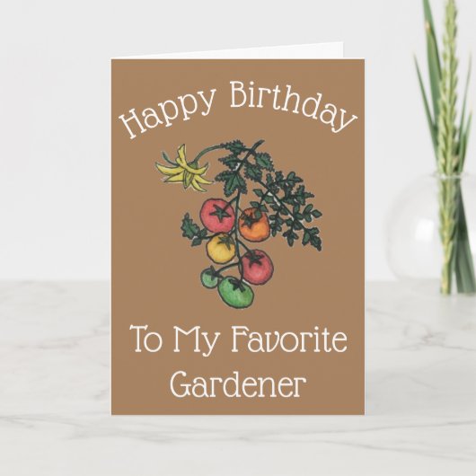 トマトイラストレーションおもしろいガーデニング引用文誕生日 カード (正面)