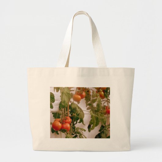 トマトオンつる植物 ラージトートバッグ (正面)