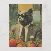 トマトガーデンにサングラスをかけたスーツの猫 ポストカード (正面)