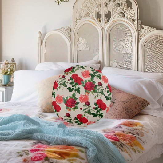 トマトガールエステティックヴィンテージ野菜バラ ラウンドクッション