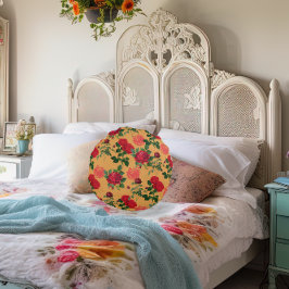 トマトガールエステティックヴィンテージ野菜金ゴールドバラ ラウンドクッション