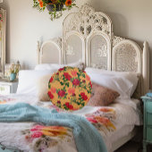 トマトガールエステティックヴィンテージ野菜金ゴールドバラ ラウンドクッション