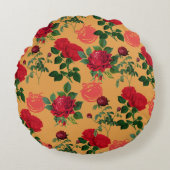 トマトガールエステティックヴィンテージ野菜金ゴールドバラ ラウンドクッション (正面)
