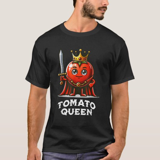 トマトクイーンおもしろいトマトベジサラダビーガン食べ Tシャツ (正面)