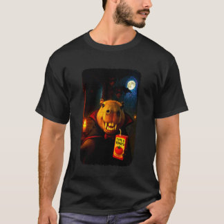 トマトジュースの吸血鬼伯爵とカピバラのセルフィー Tシャツ