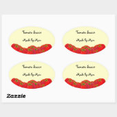 トマトソースカスタム缶詰ラベル 楕円形シール (シート)