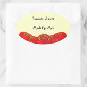 トマトソースカスタム缶詰ラベル 楕円形シール (バッグ)