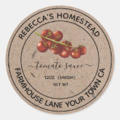 トマトソース クラフト紙 缶詰ラベル ラウンドシール (正面)