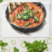 トマトタンゴカライエバンドラاكل عربي قلاية بندورة キッチンタオル (折り畳み)