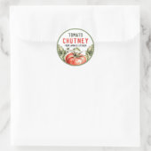 トマトチャツネーの缶詰ラベル 水彩トマト ラウンドシール (バッグ)