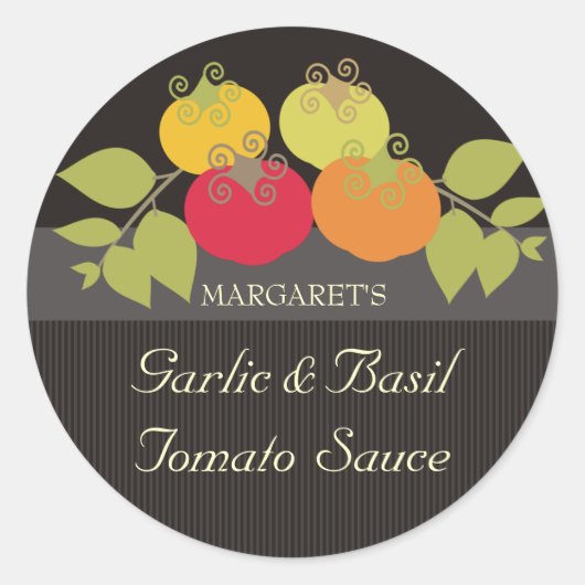 トマトバカラフルジルギフトラベルフードシール ラウンドシール (正面)