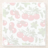 トマトバジルシームレスキッチンパターン ガラスコースター (裏面)