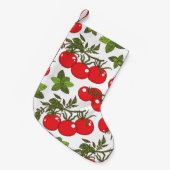 トマトバジルシームレスキッチンパターン スモールクリスマスストッキング (正面 (吊り時))