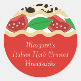 トマトバジルラザニアItalian Food Gift Tagシール ラウンドシール
