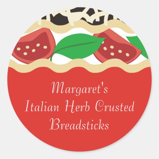 トマトバジルラザニアItalian Food Gift Tagシール ラウンドシール (正面)