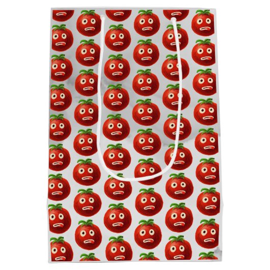 トマトパタおもしろいーン – マンガの野菜アート ミディアムペーパーバッグ (裏面)