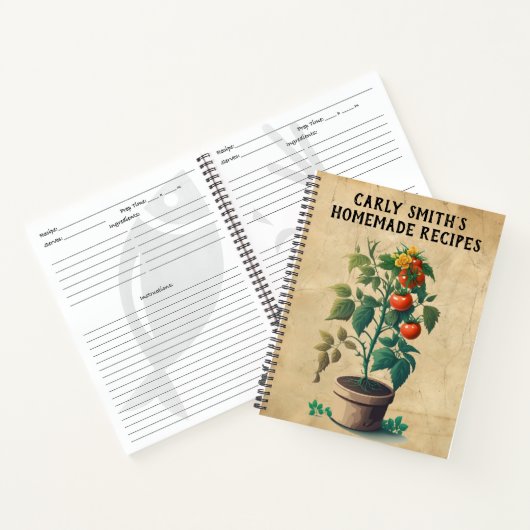トマトプラ素朴ントボホシックカスタマイズ可能レシピ ノートブック (内部)