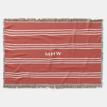 トマトレッドストライプカスタムモノグラム毛布