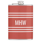 トマトレッドストライプズカスタムモノグラムフラスコ フラスク (正面)