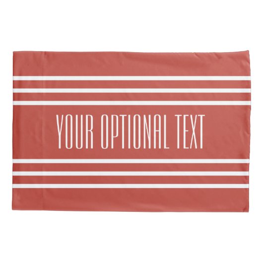 トマトレッドストライプ文字カスタムピローケース 枕カバー (裏面)