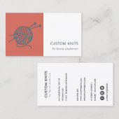 トマトレッドネイビーグレー編み物ウールヤーンボール 名刺 (正面/裏面)