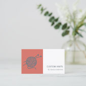 トマトレッドネイビーグレー編み物ウールヤーンボール 名刺 (スタンド正面)