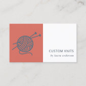 トマトレッドネイビーグレー編み物ウールヤーンボール 名刺 (正面)