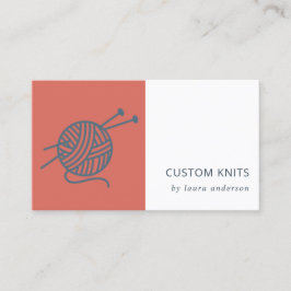 トマトレッドネイビーグレー編み物ウールヤーンボール 名刺