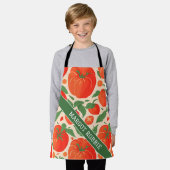 トマトレトロカラフルパタパーソナライズされたーン エプロン (着用した状態)
