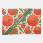 トマトレトロカラフルパタパーソナライズされたーン キッチンタオル (横)