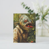 トマト園で魚を釣る人 ポストカード (スタンド正面)